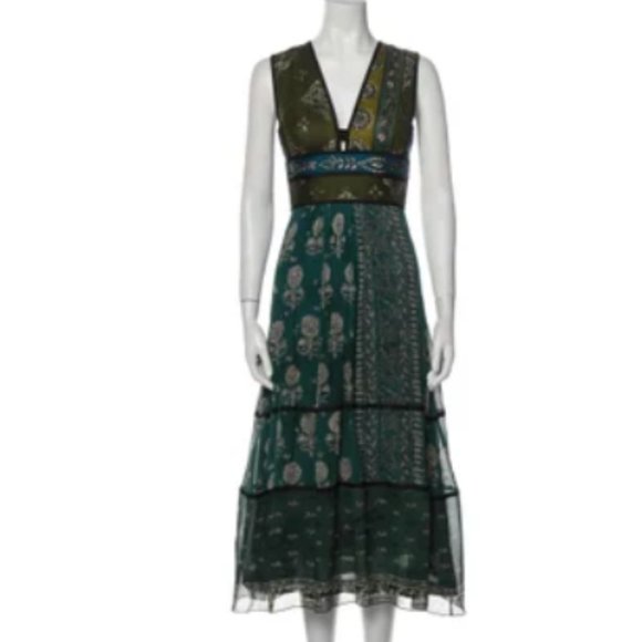 BURBERRY PRORSUM - Silk Long Dress - Blues & Greens - Picture 1 of 3